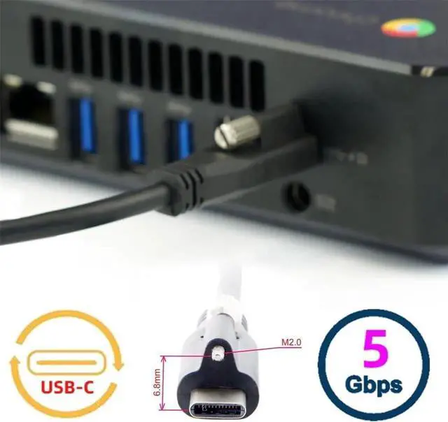 Alt view image 6 of 7 - USB 3.1 Locking TypeC to Standard USB 3.0 Data Cable with Panel Mount Screws for Camera, 200CM