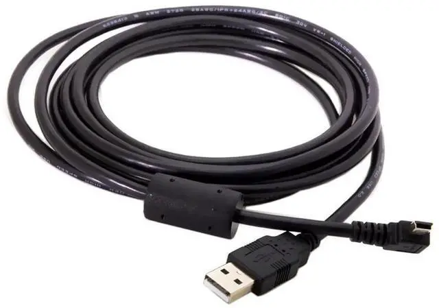 Alt view image 5 of 7 - 90 Degree RightAngled Mini USB B 5Pin Male to USB 2.0 Male Data Cable with Ferrite Core, 3.0m