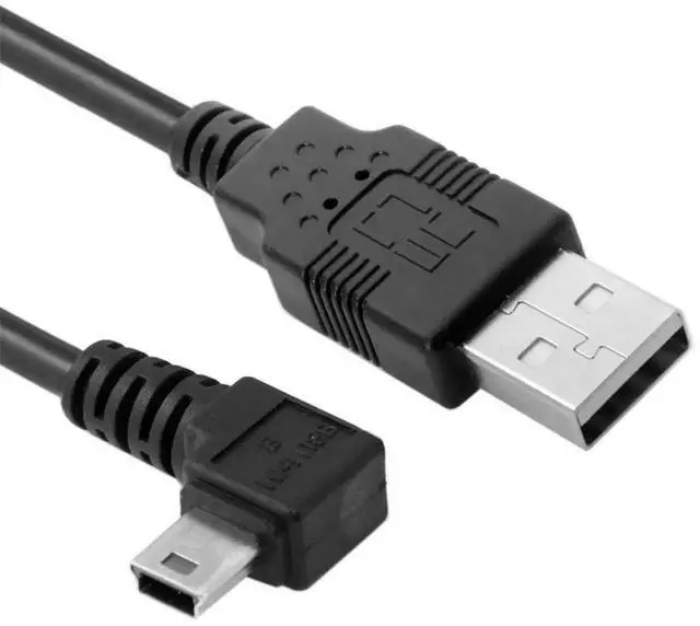 Alt view image 2 of 7 - 90 Degree RightAngled Mini USB B 5Pin Male to USB 2.0 Male Data Cable with Ferrite Core, 3.0m