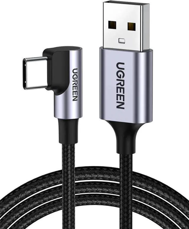 Main image of UGREEN 90 Degree Right Angle USBA to USBC Cable, Compatible with iPhone 16/16 Plus/16 Pro/16 Pro Max/15, Galaxy S24/S23/S10/S10+, iPad mini 6/Air 5, Pixel 8/7, 10FT