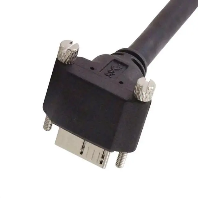 Alt view image 5 of 6 - 90 Degree DownAngled USB 3.0 TypeA Male to MicroB Male Cable with Panel Mount Screws, 3.0M