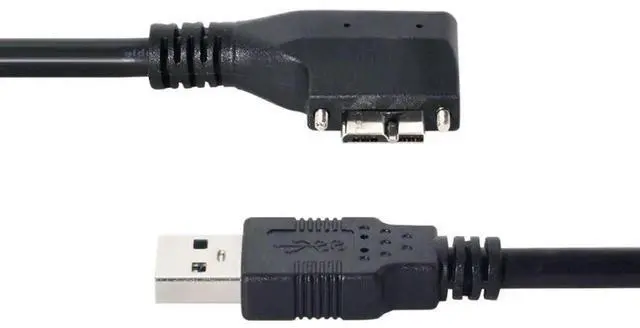 Alt view image 5 of 7 - 90 Degree LeftAngled USB 3.0 Male to MicroB Male Data Transfer Extension Cable with Panel Mount Screws, 5.0M