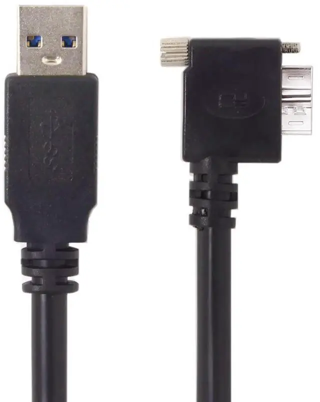 Main image of 90 Degree LeftAngled USB 3.0 TypeA Male to MicroB Male Cable with Panel Mount Screws, 5.0M