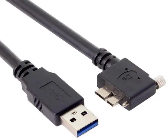 Alt view image 7 of 7 - 90 Degree LeftAngled USB 3.0 TypeA Male to MicroB Male Cable with Panel Mount Screws, 5.0M