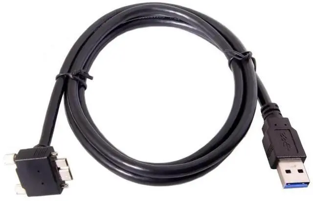 Alt view image 5 of 7 - 90 Degree UpAngled USB 3.0 TypeA Male to MicroB Male Cable with Panel Mount Screws, 5.0M
