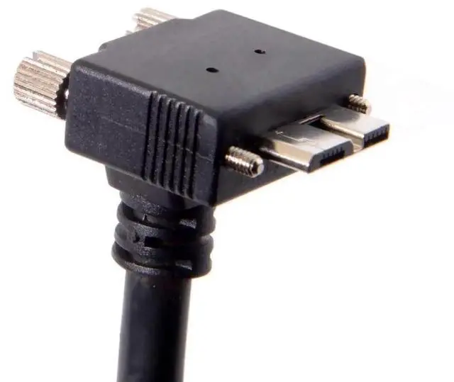 Alt view image 4 of 7 - 90 Degree UpAngled USB 3.0 TypeA Male to MicroB Male Cable with Panel Mount Screws, 5.0M