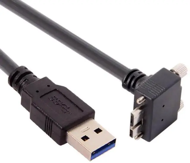 Alt view image 7 of 7 - 90 Degree UpAngled USB 3.0 TypeA Male to MicroB Male Cable with Panel Mount Screws, 5.0M