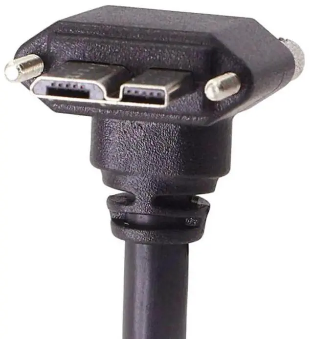 Alt view image 3 of 7 - 90 Degree UpAngled USB 3.0 TypeA Male to MicroB Male Cable with Panel Mount Screws, 5.0M
