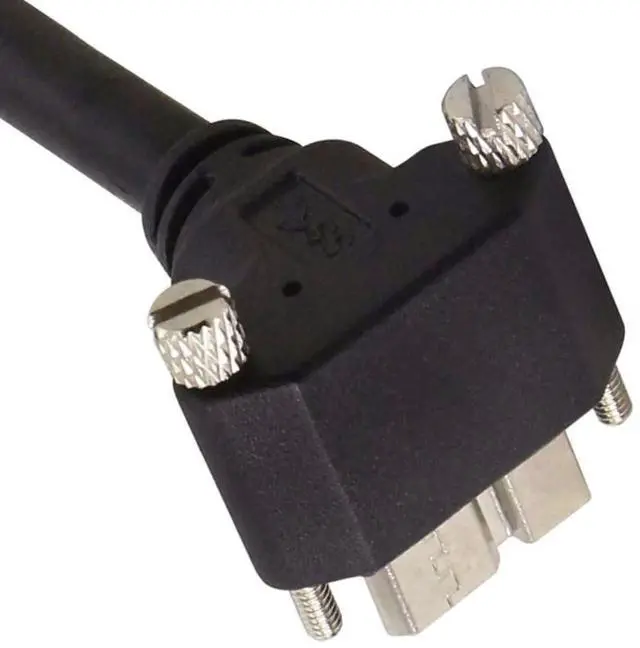 Alt view image 2 of 7 - 90 Degree UpAngled USB 3.0 TypeA Male to MicroB Male Cable with Panel Mount Screws, 5.0M