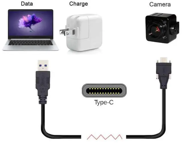 Alt view image 3 of 7 - USB 3.0 to USBC Dual Locking Connector Data Cable with Panel Mount Screws for Industrial Camera, 4.9M