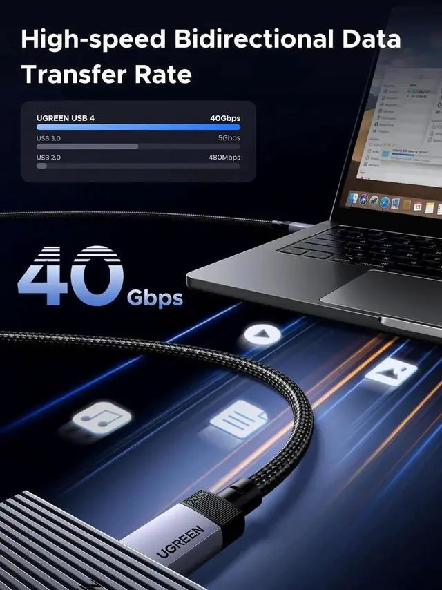 Main image of UGREEN 240W USBC to USBC Cable 3.3FT, USB4.0 Gen3 40Gbps Data Transfer, 8K@60Hz Video Output PD3.1 Fast Charging Cable Compatible with USBC Monitors, Hubs, Docks, MacBook Air, iPhone 17/16 Pro Max,