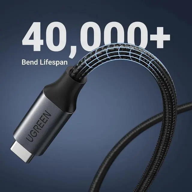 Alt view image 6 of 7 - UGREEN USBC Extension Cable Black 3.3Ft, 10Gbps HighSpeed Data Transfer, 100W PD Fast Charging, Nylon Braided TypeC Male to Female Extender Cord Compatible with PSVR2, MacBook, iPad Pro, USBC Hub,