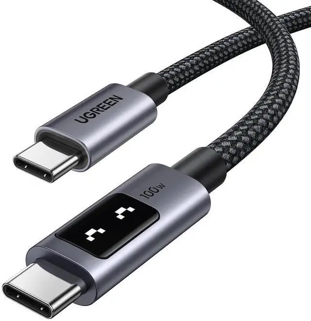 Main image of UGREEN Uno Black USBC to USBC Cable 3.3FT, 100W Fast Charging Cord with LED Power Display, Compatible with iPhone 17/17 Plus/17 Pro/17 Pro Max/16, MacBook Pro/Air, iPad Pro/Air, Galaxy S25 Ultra