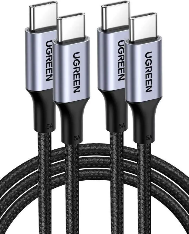 Main image of UGREEN 2Pack 100W USBC to USBC Fast Charging Cable 1.6FT Black, TypeC Charger Cord Compatible with iPhone 17/17 Plus/17 Pro/17 Pro Max/16, MacBook Pro, iPad Pro, Dell XPS, Samsung Galaxy S25/S24/S