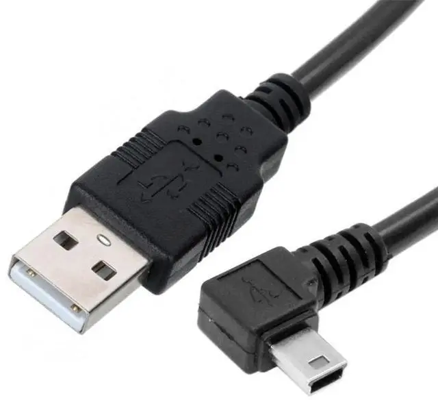 Alt view image 5 of 7 - 5 Meters LeftAngled 90° Mini USB B 5Pin Male to USB 2.0 Male Data Cable with EMI Ferrite Core