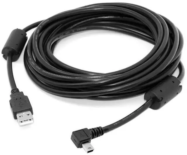 Alt view image 2 of 7 - 5 Meters LeftAngled 90° Mini USB B 5Pin Male to USB 2.0 Male Data Cable with EMI Ferrite Core