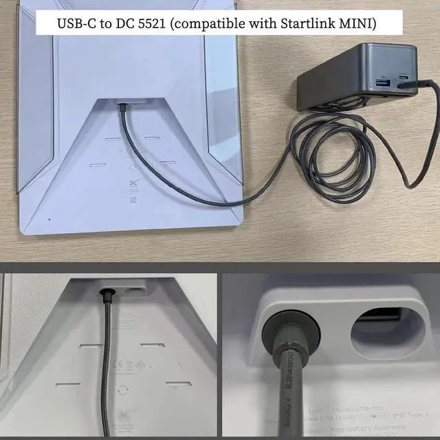 Alt view image 5 of 5 - USBC to DC5521 Power Cable, 100W 20V/5A PD Fast Charging Cord, Compatible with Starlink Mini, Available in 2m/5m/15m (196.85 Inches), for Travel, Outdoor & Router Use