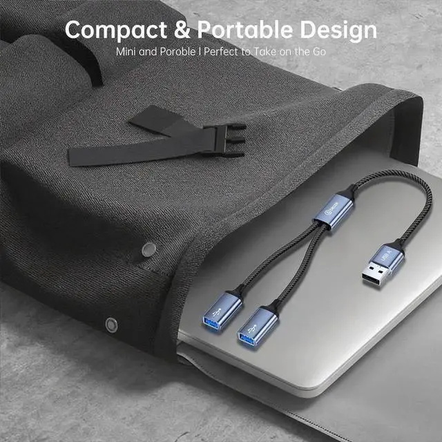 Alt view image 6 of 7 - 1in2Out USB Splitter YCable, USB 2.0 Male to Dual Female Extension Adapter for Data Transfer & Charging, Compatible with Mac, PC, TV, Laptop, Keyboard, PS4/PS5