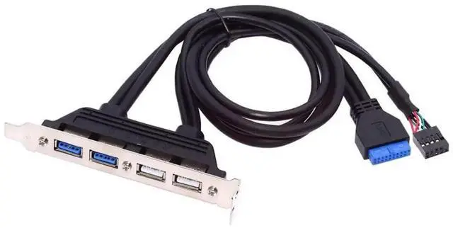 Main image of 0.5M USB Front Panel Header Extension Cable with PCIE Slot Bracket, 9/10Pin & 19/20Pin to 2×USB 2.0 + 2×USB 3.0 Female Chassis BackPanel Port Adapter (12cm Bracket)