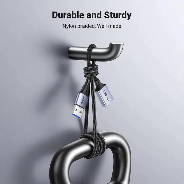 Alt view image 5 of 7 - UGREEN 2Pack 10FT Nylon Braided USB 3.0 Extension Cables, HighSpeed Extender Cord Compatible with Webcam, Camera, Phone, Mouse, Keyboard, Printer, Hard Drive, USB Hub