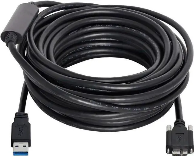 Main image of 8.0M Micro USB 3.0 Cable, USB 3.0 TypeA Male to MicroB Male Cord with Repeater Chipset & Panel Mount Screws