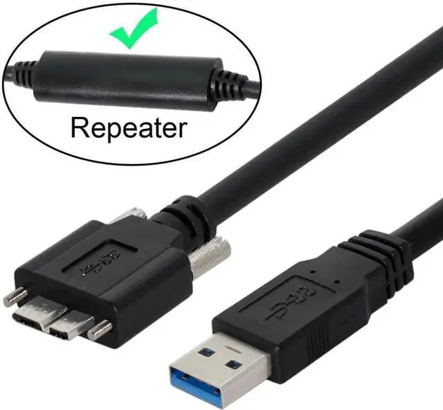 Alt view image 2 of 7 - 8.0M Micro USB 3.0 Cable, USB 3.0 TypeA Male to MicroB Male Cord with Repeater Chipset & Panel Mount Screws