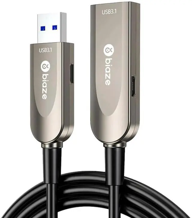 Main image of 65FT Active Optical USB 3.0 Extension Cable, Fiber Optic TypeA Male to Female HighSpeed Extender Cord, 5Gbps Data Transfer Compatible with Webcam, Camera, USB Hub, Keyboard, Hard Drive, Printer