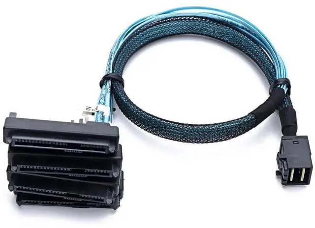 Main image of 39.37 Inches Mini SAS HD SFF8643 to 4×29Pin SFF8482 Server Cable with SAS 15Pin Power Port