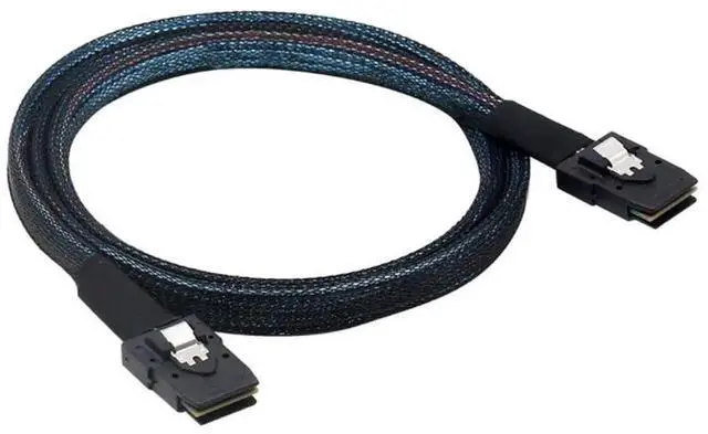 Main image of 0.5M Mini SAS SFF8087 to SFF8087 Internal Server Cable, 12Gbps HighSpeed 30AWG Data Cable with Black Flat Connector