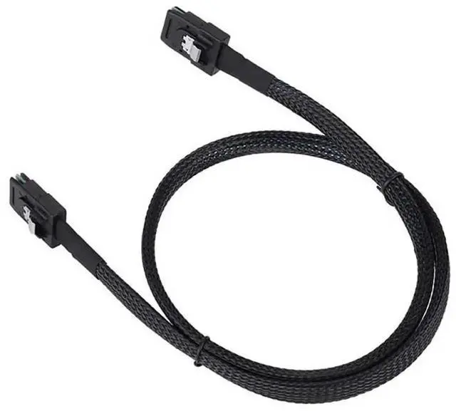 Alt view image 2 of 5 - 0.5M Mini SAS SFF8087 to SFF8087 Internal Server Cable, 12Gbps HighSpeed 30AWG Data Cable with Black Flat Connector