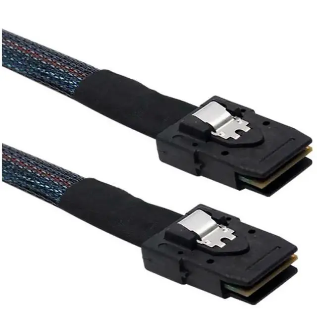 Alt view image 5 of 5 - 0.5M Mini SAS SFF8087 to SFF8087 Internal Server Cable, 12Gbps HighSpeed 30AWG Data Cable with Black Flat Connector