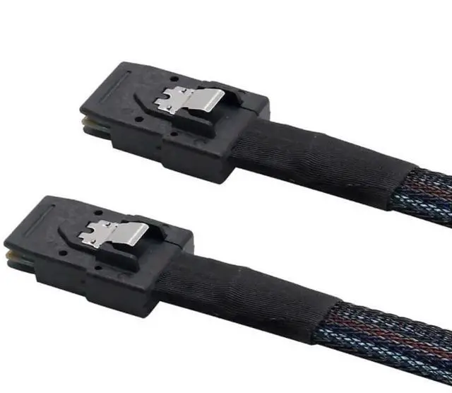 Alt view image 3 of 5 - 0.5M Mini SAS SFF8087 to SFF8087 Internal Server Cable, 12Gbps HighSpeed 30AWG Data Cable with Black Flat Connector