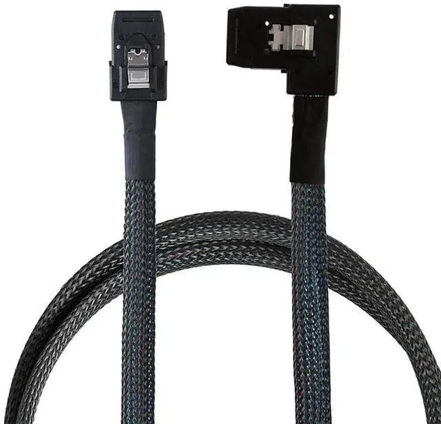 Main image of 1M Mini SAS SFF8087 Straight to LeftAngle Cable, 12Gbps HighSpeed Internal Server Interconnect