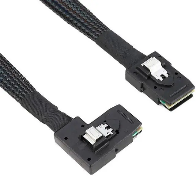 Alt view image 5 of 5 - 1M Mini SAS SFF8087 Straight to LeftAngle Cable, 12Gbps HighSpeed Internal Server Interconnect