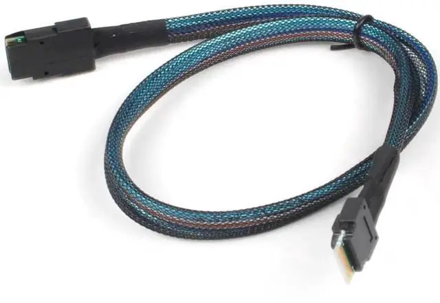 Alt view image 2 of 2 - 0.5M Mini SAS SFF8087 to Slim SAS SFF8654 4i Internal HighSpeed Server Cable, 12Gbps, 30AWG FlattoFlat Black Connection Cable
