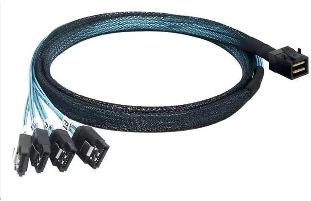 Alt view image 4 of 5 - 19.68 Inches Mini SAS HD SFF8643 to 4 x SATA 7Pin Female HighSpeed Internal Server Cable