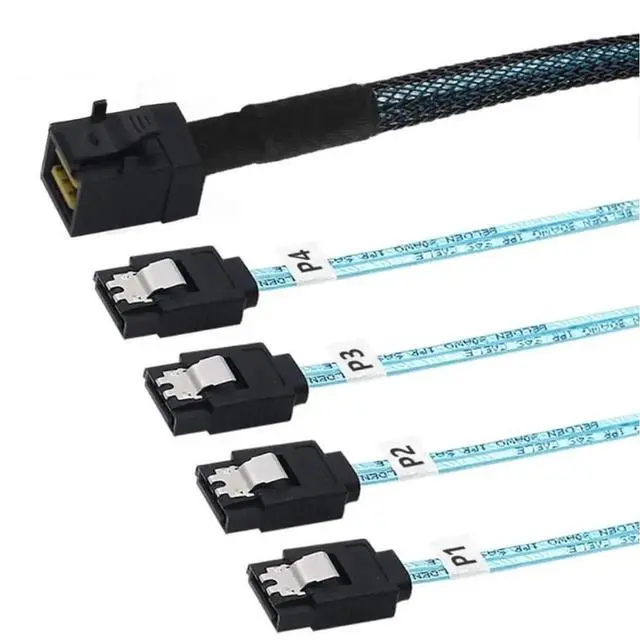 Alt view image 2 of 5 - 39.37 Inches Mini SAS HD SFF8643 to 4 x SATA 7Pin Female HighSpeed Internal Server Cable