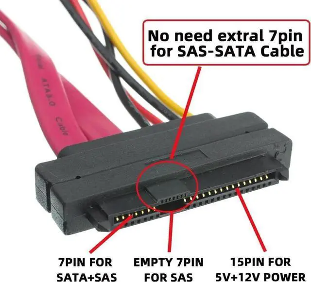 Alt view image 3 of 6 - SFF8482 SAS 29Pin to SATA 22Pin Hard Drive RAID Extension Cable with IDE 4Pin Power Port