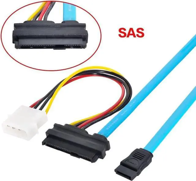 Alt view image 2 of 6 - SFF8482 SAS 29Pin to SATA 22Pin Hard Drive RAID Extension Cable with IDE 4Pin Power Port