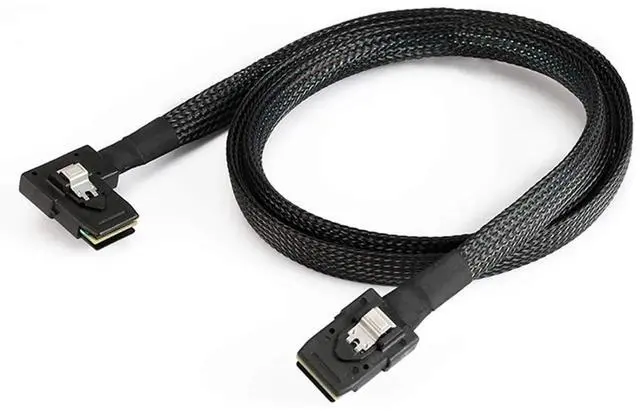 Alt view image 3 of 5 - 0.5M Mini SAS SFF8087 Straight to LeftAngle Cable 12Gbps HighSpeed Internal Server Interconnect