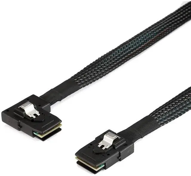 Alt view image 2 of 5 - 0.5M Mini SAS SFF8087 Straight to LeftAngle Cable 12Gbps HighSpeed Internal Server Interconnect