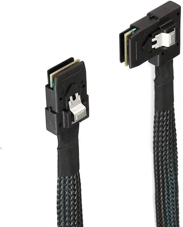 Alt view image 5 of 5 - 0.5M Mini SAS SFF8087 Straight to LeftAngle Cable 12Gbps HighSpeed Internal Server Interconnect