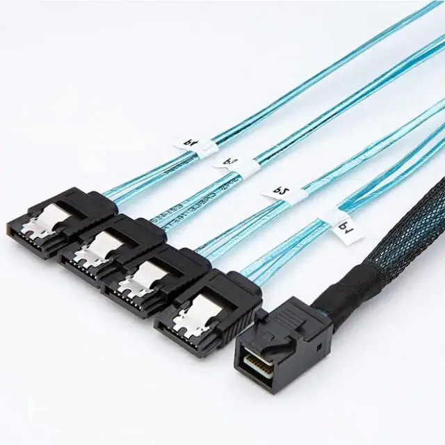 Alt view image 3 of 5 - 19.68 Inches Mini SAS HD SFF8643 to 4 x SATA 7Pin Female HighSpeed Internal Server Cable