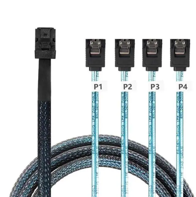 Alt view image 4 of 5 - 19.68 Inches Mini SAS HD SFF8643 to 4 x SATA 7Pin Female HighSpeed Internal Server Cable