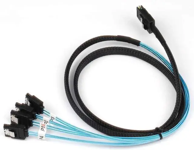 Main image of Reversed Mini SAS 36Pin SFF8087 Male to 4 SATA 7Pin Female Cable, Mini SAS (Target) to 4 SATA (Host) Cable
