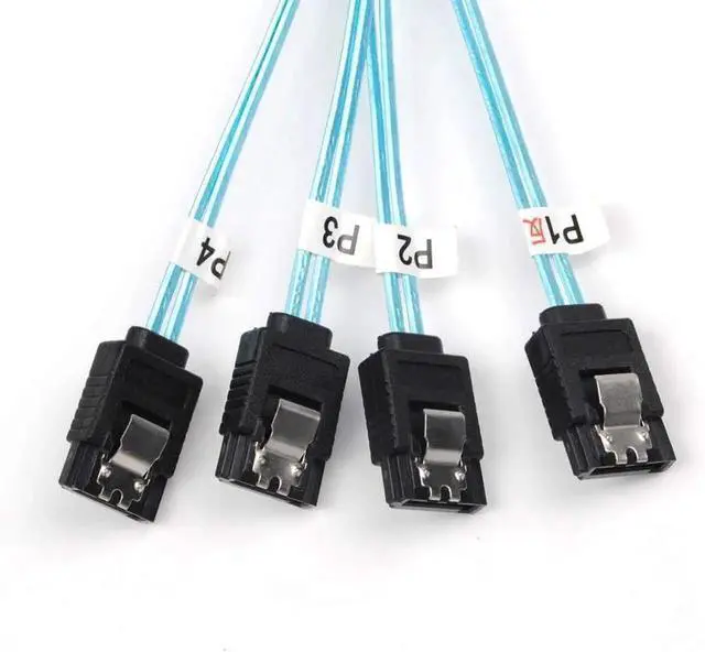 Alt view image 2 of 5 - Reversed Mini SAS 36Pin SFF8087 Male to 4 SATA 7Pin Female Cable, Mini SAS (Target) to 4 SATA (Host) Cable