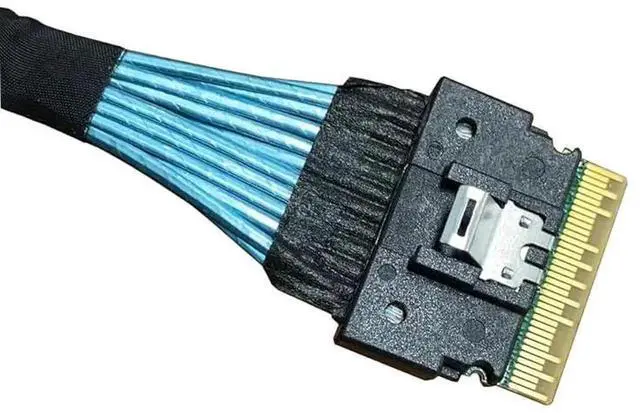 Alt view image 2 of 6 - 80cm SlimSAS 8X to 2×oCuLink 4X Cable, SFF8654 74Pin to 2×SFF8611 36Pin (Compatible with Broadcom MPN 056000100CBLSAST115485)