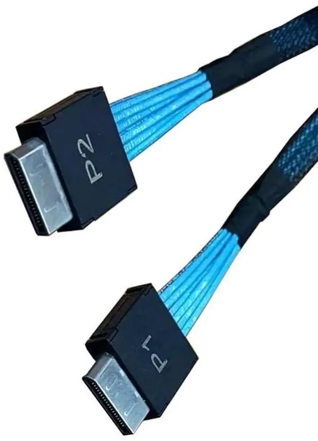 Alt view image 4 of 6 - 80cm SlimSAS 8X to 2×oCuLink 4X Cable, SFF8654 74Pin to 2×SFF8611 36Pin (Compatible with Broadcom MPN 056000100CBLSAST115485)