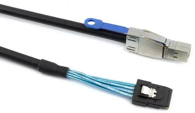 Main image of 1M Mini SAS HD SFF8644 with IC to SFF8087 Server Stacking Cable, 12Gbps HighSpeed 28AWG 10Ohm Data Cable, Black
