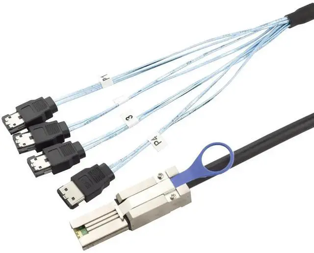 Alt view image 4 of 5 - 0.5M/19.68in Mini SAS HD SFF8088 26P to 4×eSATA 7P Female External Server Hard Drive Cable, 28AWG 6Gbps HighSpeed Copper Wire Harness